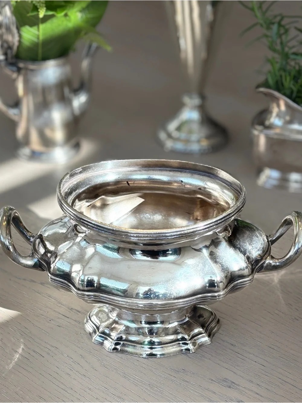 Silver Plate Tureen Bowl Vase Centerpiece Vintage Hotel The Emerson